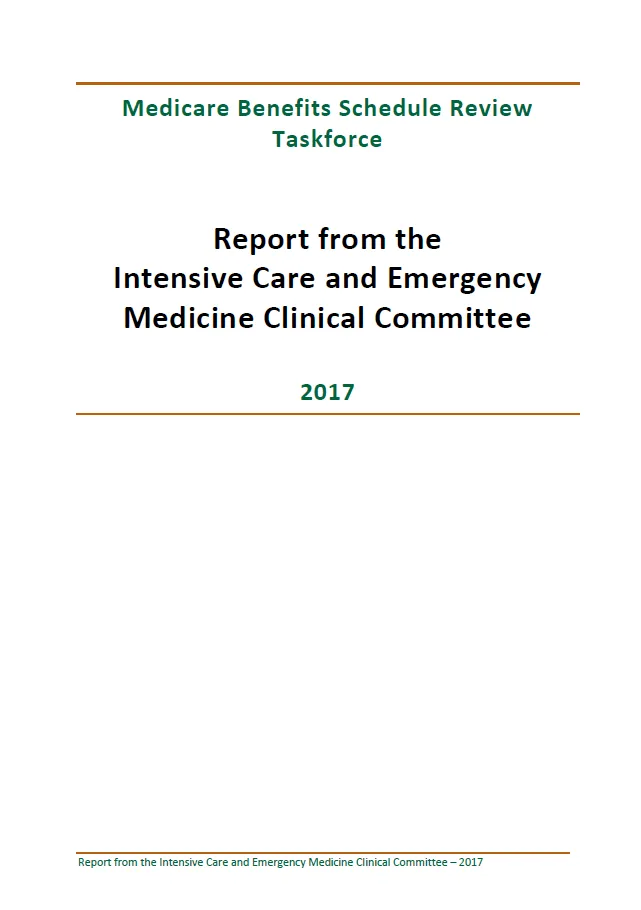 Cover image of final clinical committee report for Intensive Care and Emergency Medicine