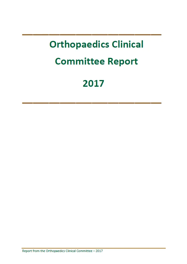 Cover image of final clinical committee report for Orthopaedics