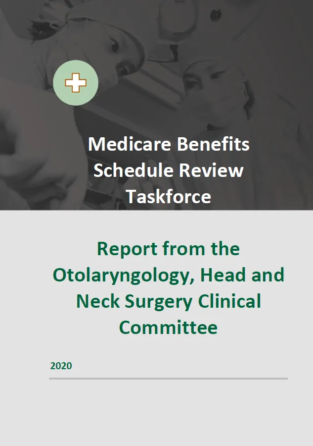 Cover image of final clinical committee report for Otolaryngology, Head and Neck Surgery