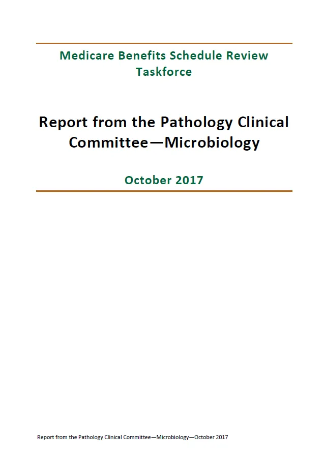 Cover image of final clinical committee report for Pathology – Microbiology
