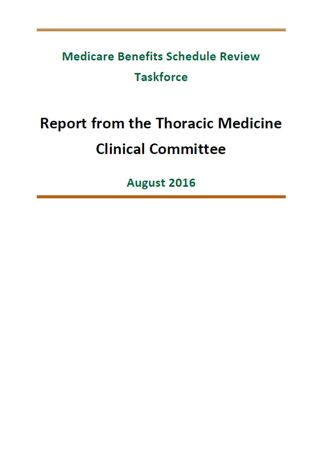 Cover image of final clinical committee report for Thoracic Medicine