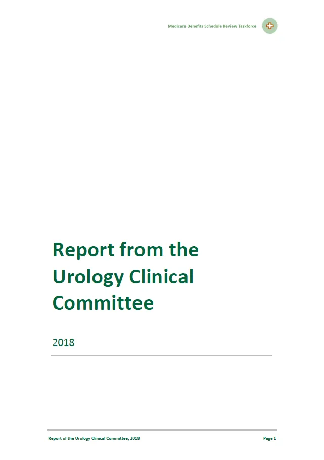 Cover image of final clinical committee report for Urology