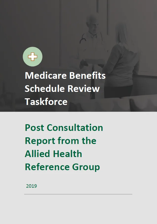 Cover image of final clinical committee report for Allied Health Reference Group