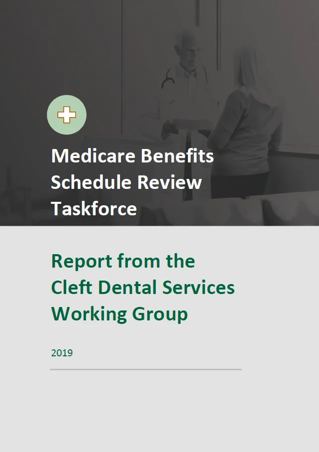Cover image of final clinical committee report for Cleft Dental Services Working Group