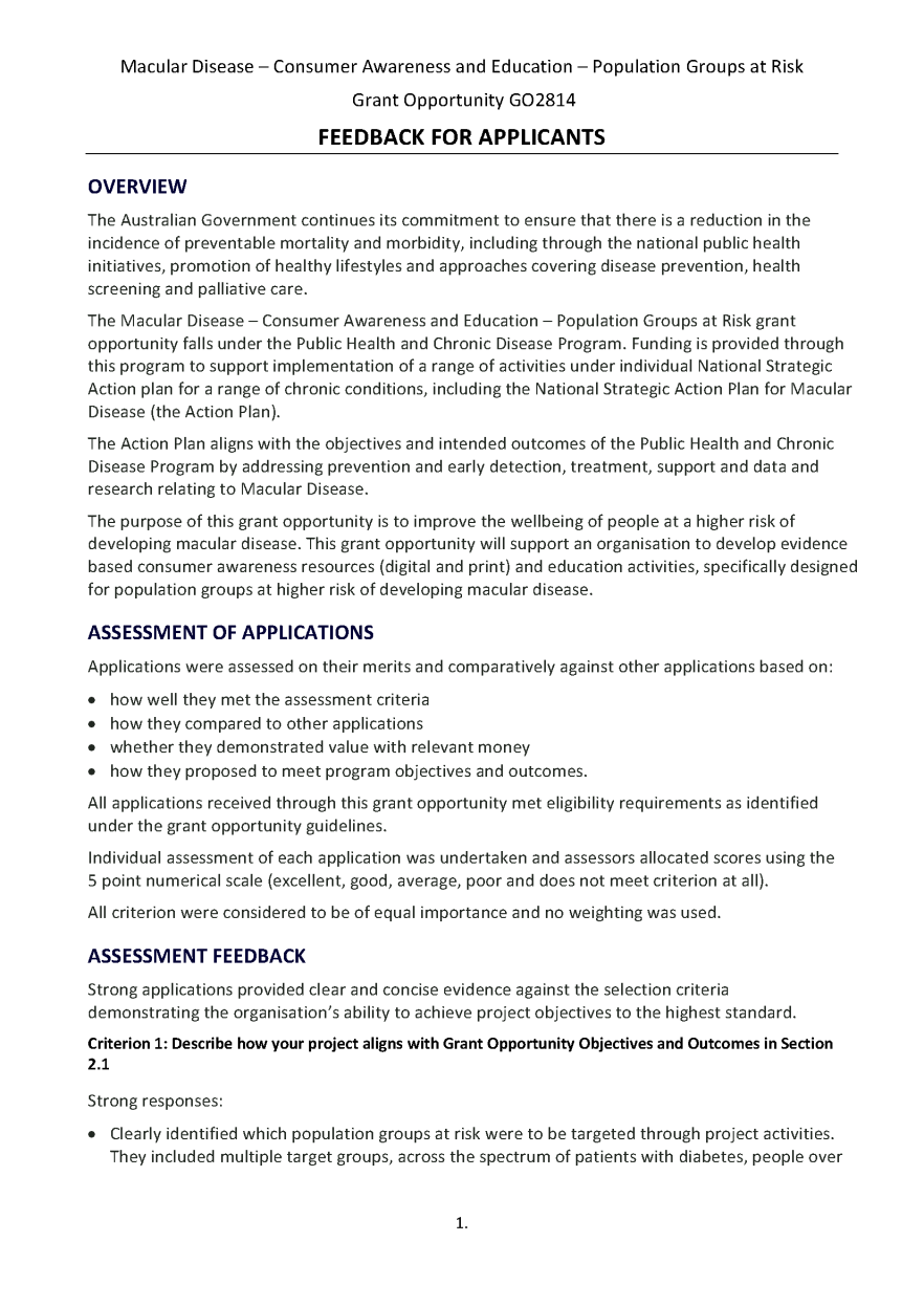 Cover image for the GO2814  General Applicant feed back