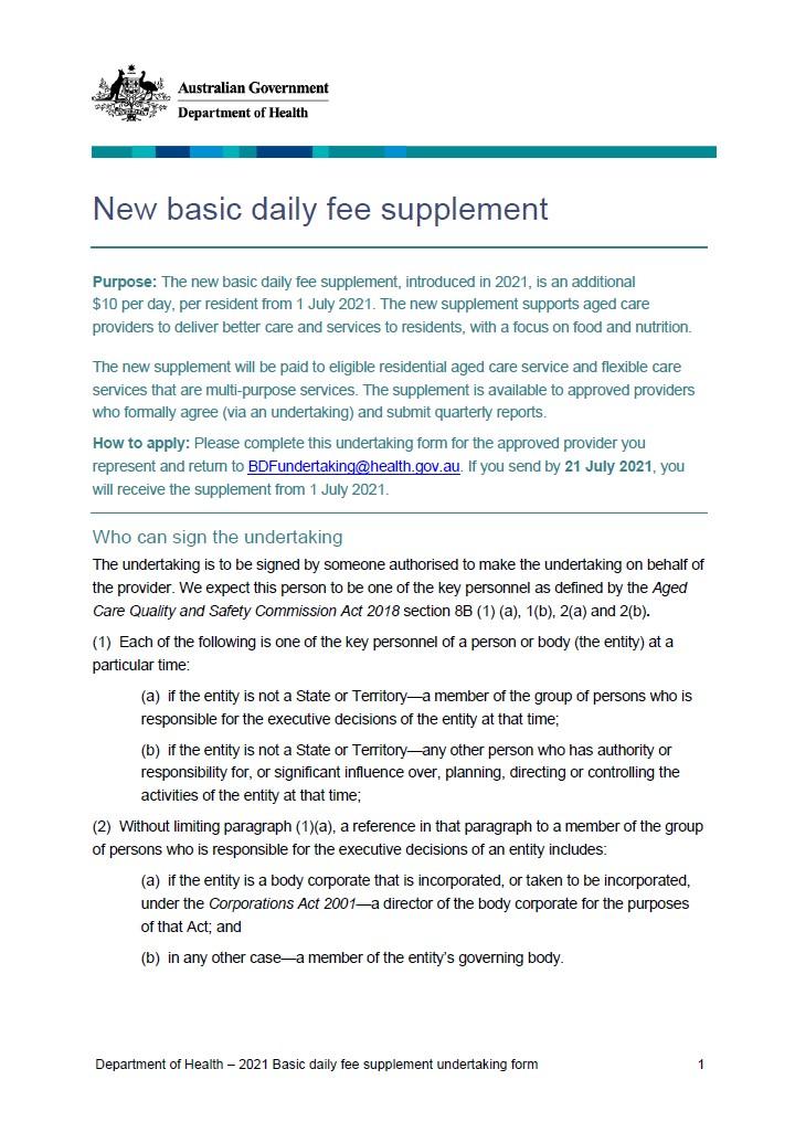 New basic daily fee supplement