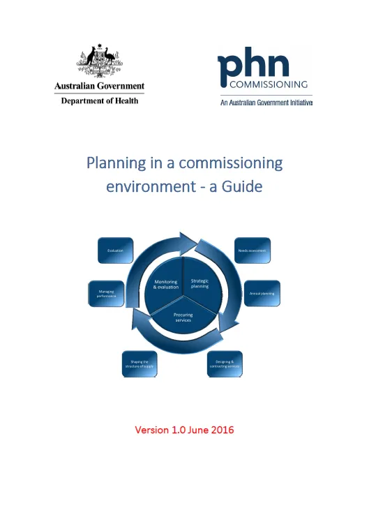 Cover image for Primary Health Networks (PHNs) – Planning in a commissioning environment – a guide