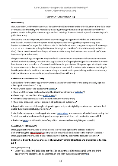 Rare Diseases – Support, Education and Training Grant Opportunity