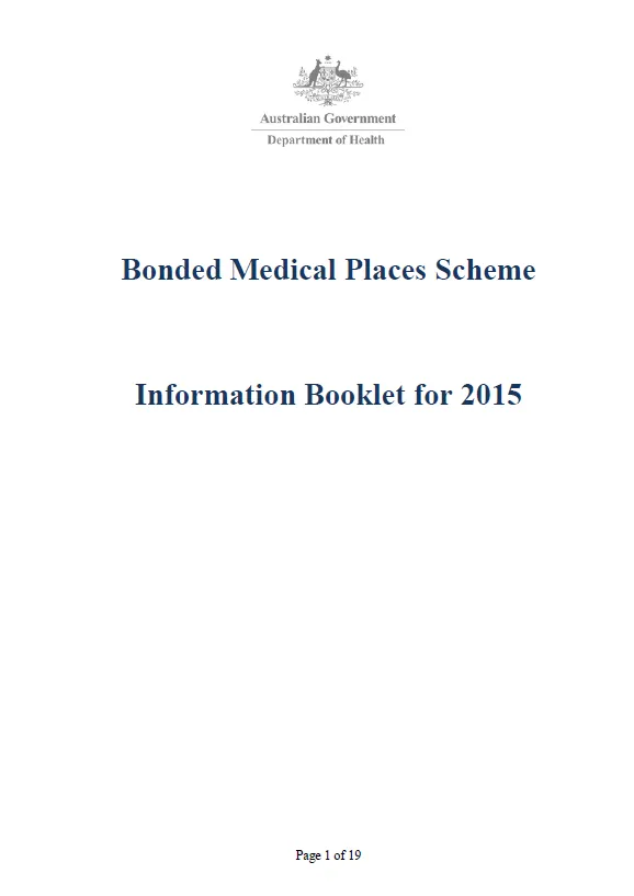 Cover image for Bonded Medical Places Scheme (BMPS) – information booklet 2015
