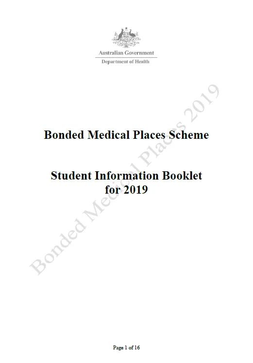 Cover image for Bonded Medical Places Scheme (BMPS) – information booklet 2019