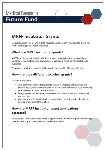 MRFF Incubator Grants