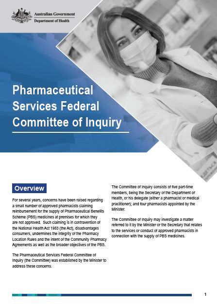 Pharmaceutical Services Federal Committee of Inquiry
