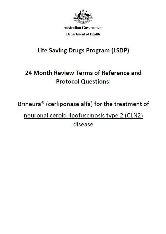 Cerliponase alfa terms of reference and protocol questions cover