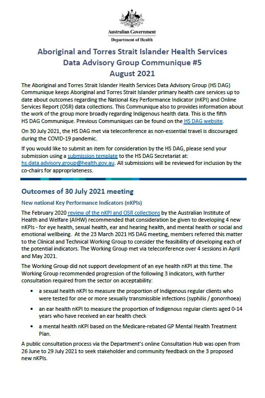 August 2021 – HS DAG communique