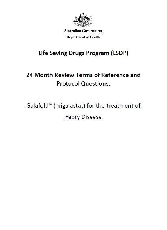 Migalastat terms of reference and protocol questions cover