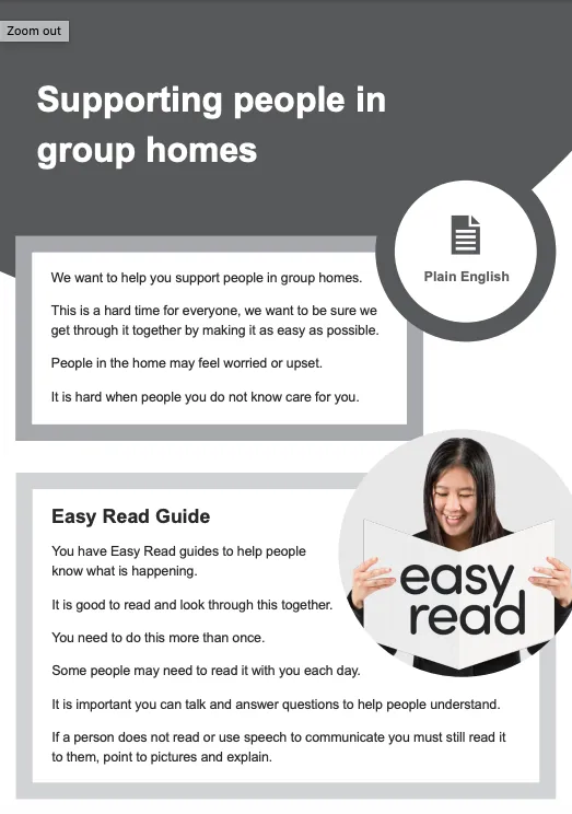 Supporting people in group homes – Plain English guide