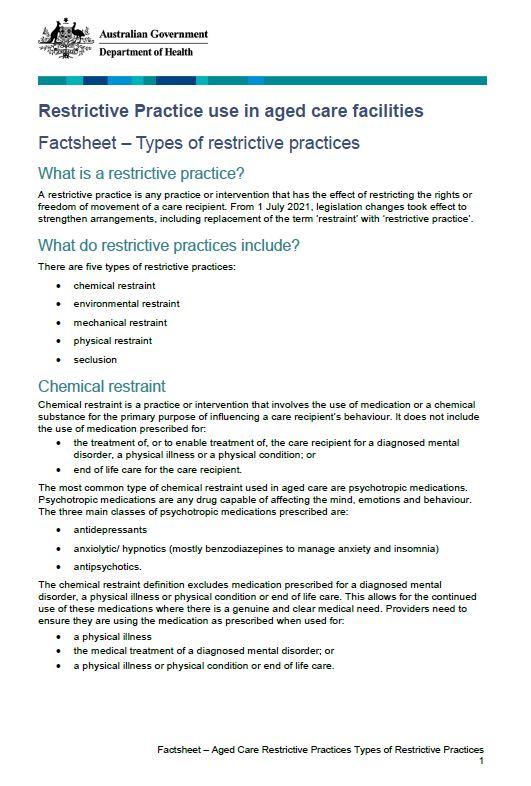 Types of restrictive practices