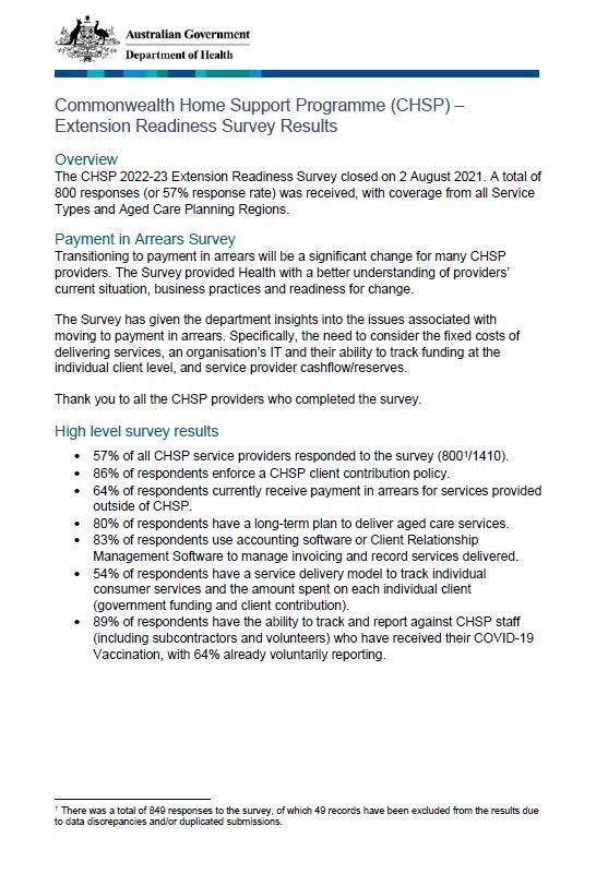 CHSP  Extension Readiness Survey Results 1709 cover