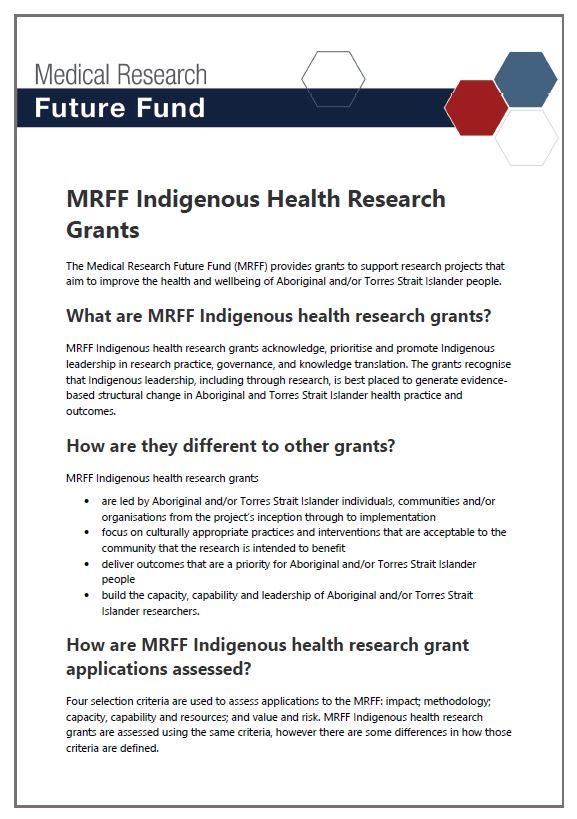 MRFF Indigenous Health Research Grants