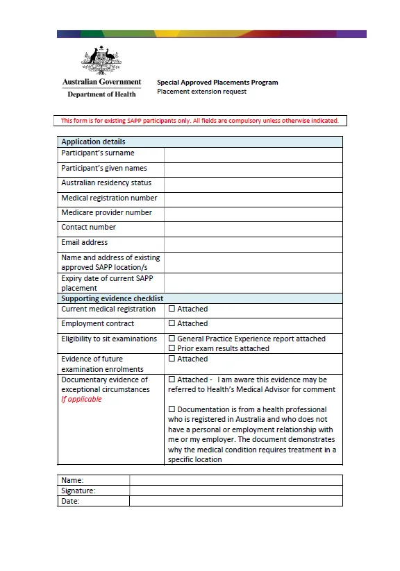 Cover image for Special Approved Placements Program (SAPP) – placement extension request form