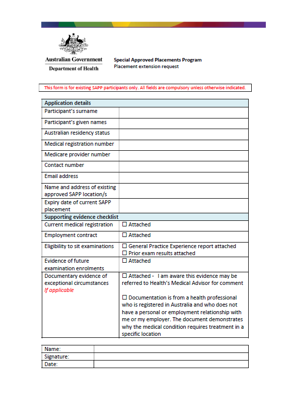 Cover image for Special Approved Placements Program (SAPP) – placement extension request form