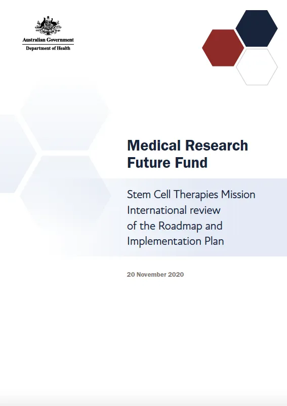 MRFF Stem Cell Therapies Mission International Review of the Roadmap and Implementation Plan cover image