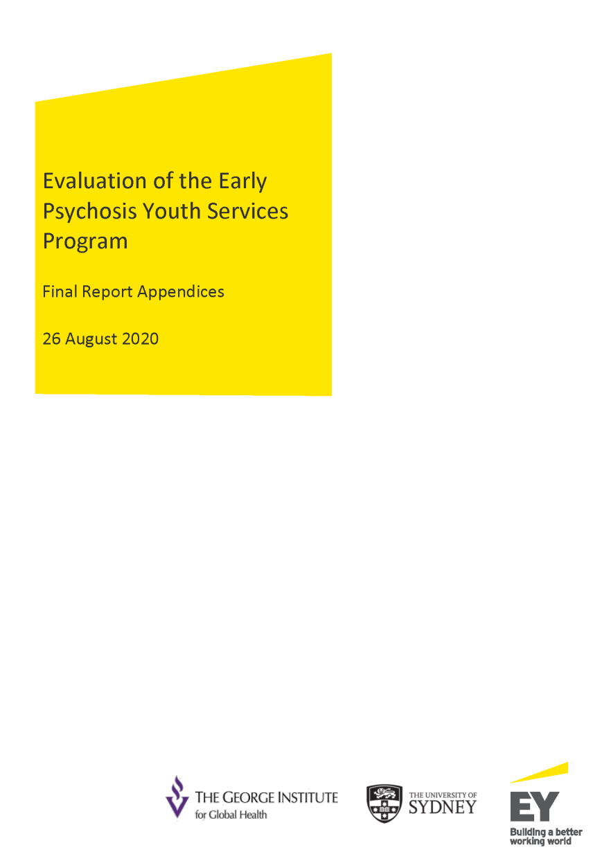 Evaluation of the Early Psychosis Youth Services Program - Final Report Appendices