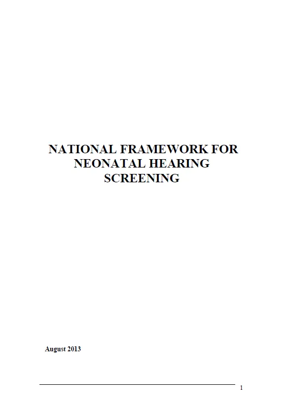 Cover image for National Framework for Neonatal Hearing Screening