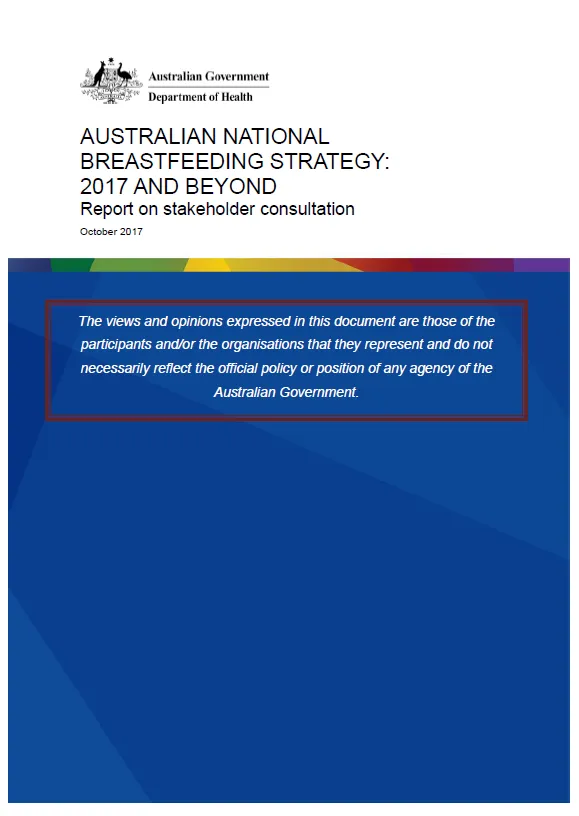 Cover image for Australian National Breastfeeding Strategy – Report on stakeholder consultations, October 2017