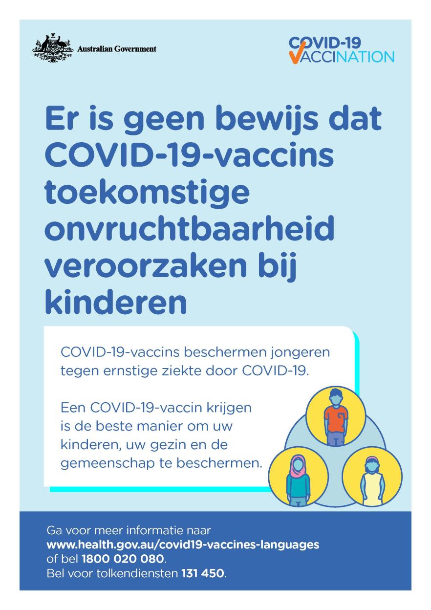COVID-19 vaccination – Er is geen bewijs dat COVID-19-vaccins toekomstige onvruchtbaarheid veroorzaken bij kinderen (No evidence of future infertility)