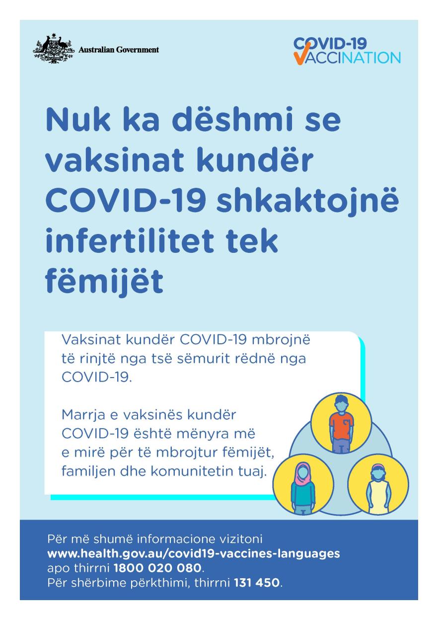 COVID-19 vaccination – Nuk ka dëshmi se vaksinat kundër COVID-19 shkaktojnë infertilitet tek fëmijët (No evidence of future infertility) 