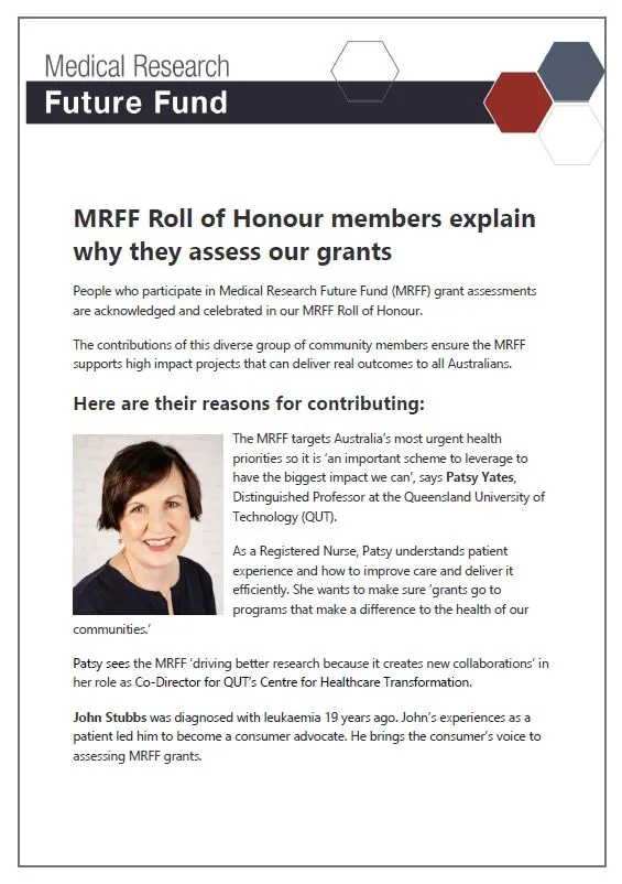 MRFF Roll of Honour members explain why they assess our grants