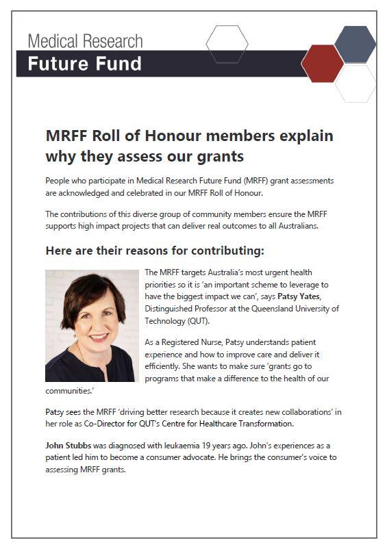 MRFF Roll of Honour members explain why they assess our grants