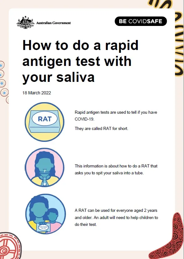 Coronavirus (COVID-19) – How to do a rapid antigen test with your saliva (Aboriginal and Torres Strait Islander people)