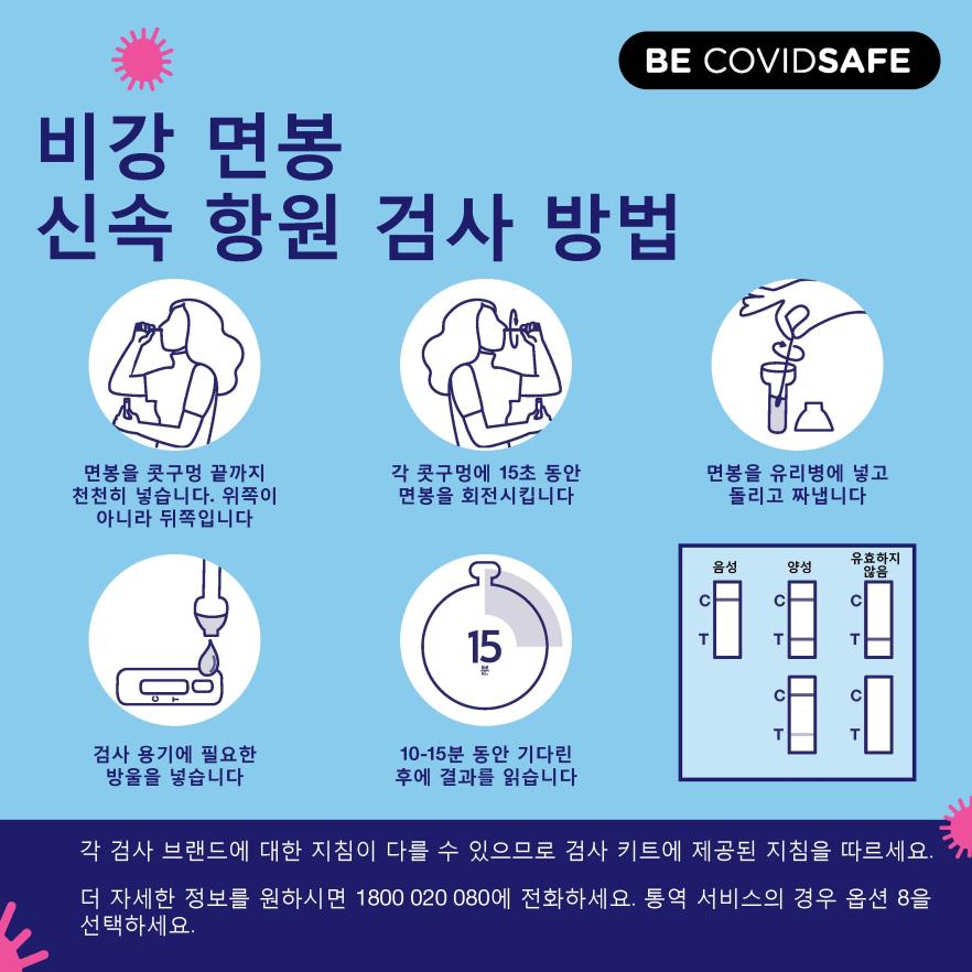 Coronavirus (COVID-19) – Social – 비강 면봉 신속 항원 검사 방법 (Nasal swab RAT) 
