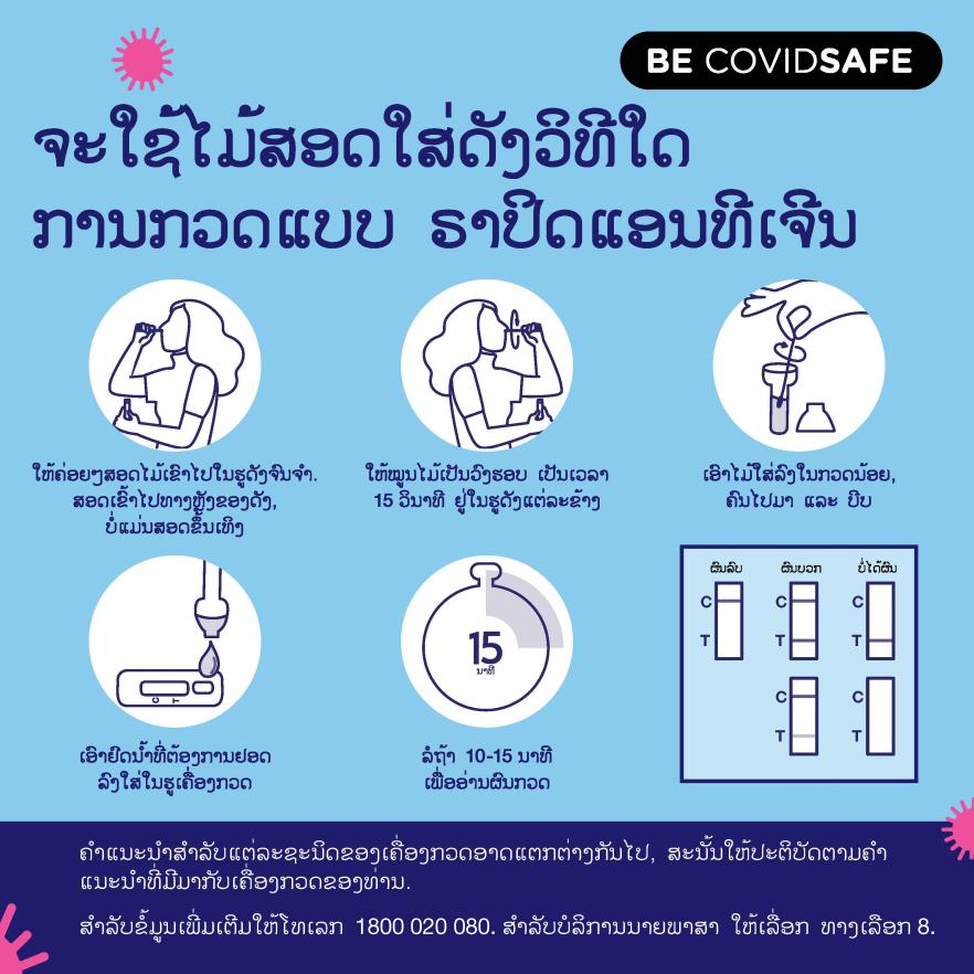 Coronavirus (COVID-19) – Social – ຈະໃຊ້ໄມ້ສອດໃສ່ດັງວິທີໃດ ການກວດແບບ ຣາປິດແອນທີເຈີນ (Nasal swab RAT)