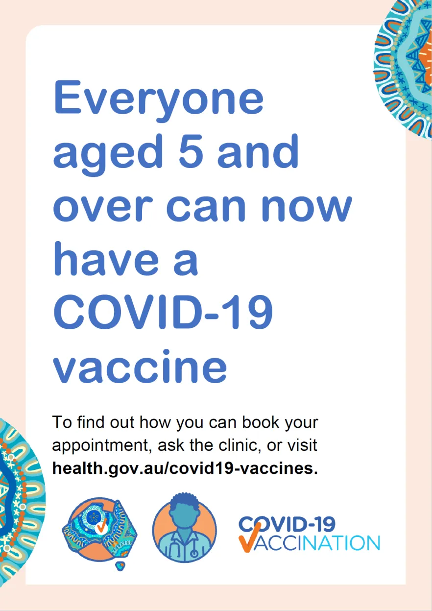 COVID-19 vaccination – Poster – 5 and over (Aboriginal and Torres Strait Islander people)