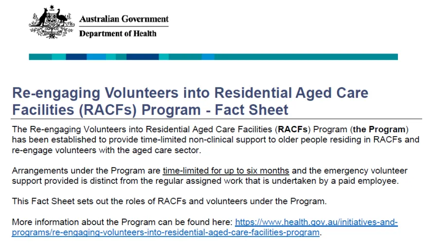 image of document RACF volunteers factsheet