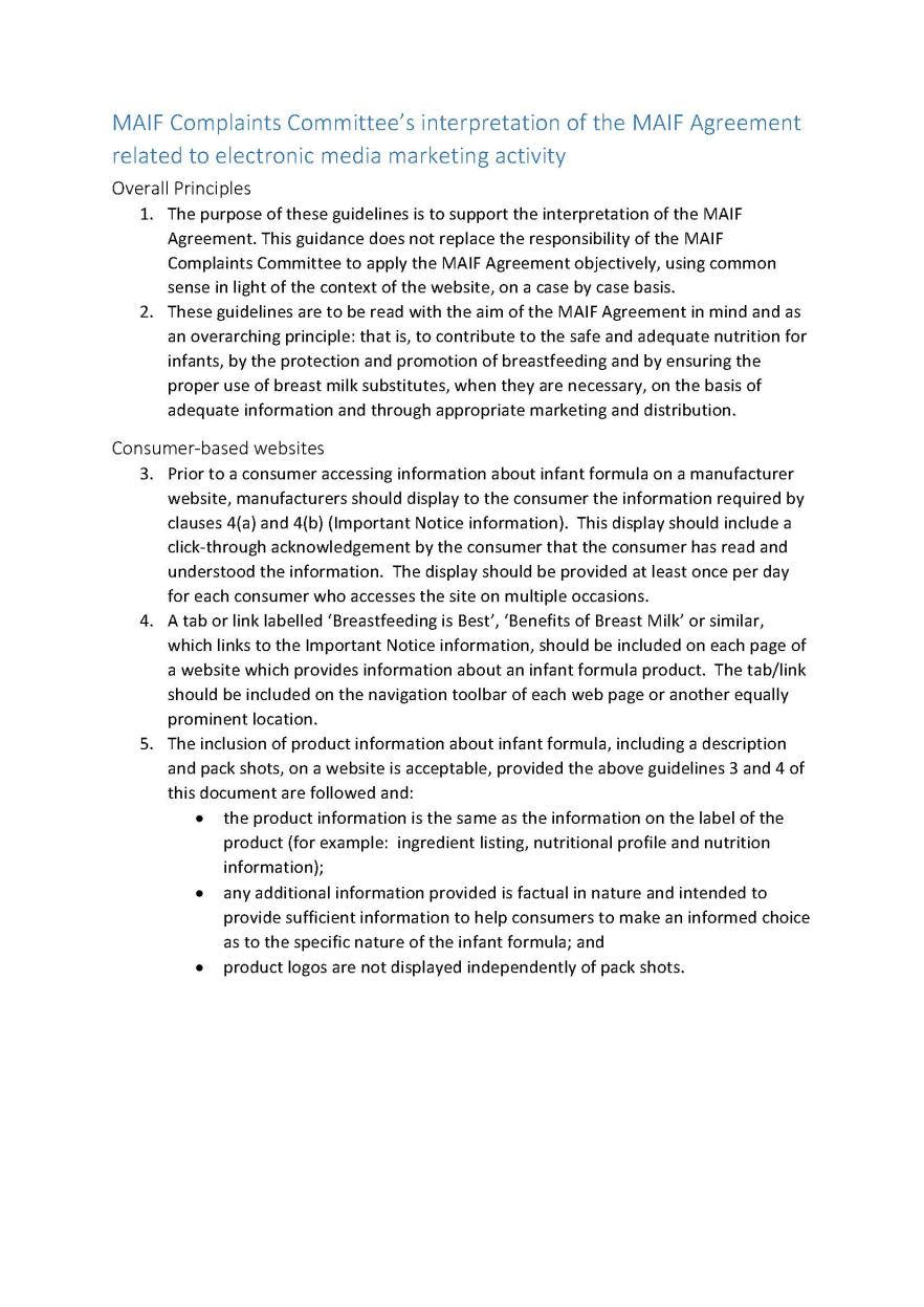 MAIF Guidance Document on Electronic media