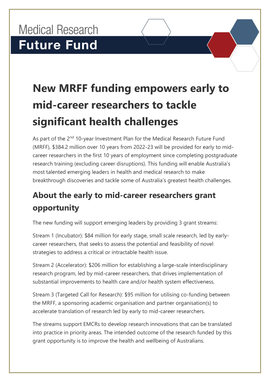 New MRFF funding empowers early to mid-career researchers to tackle significant health challenges