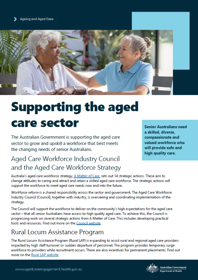 Supporting the aged care sector
