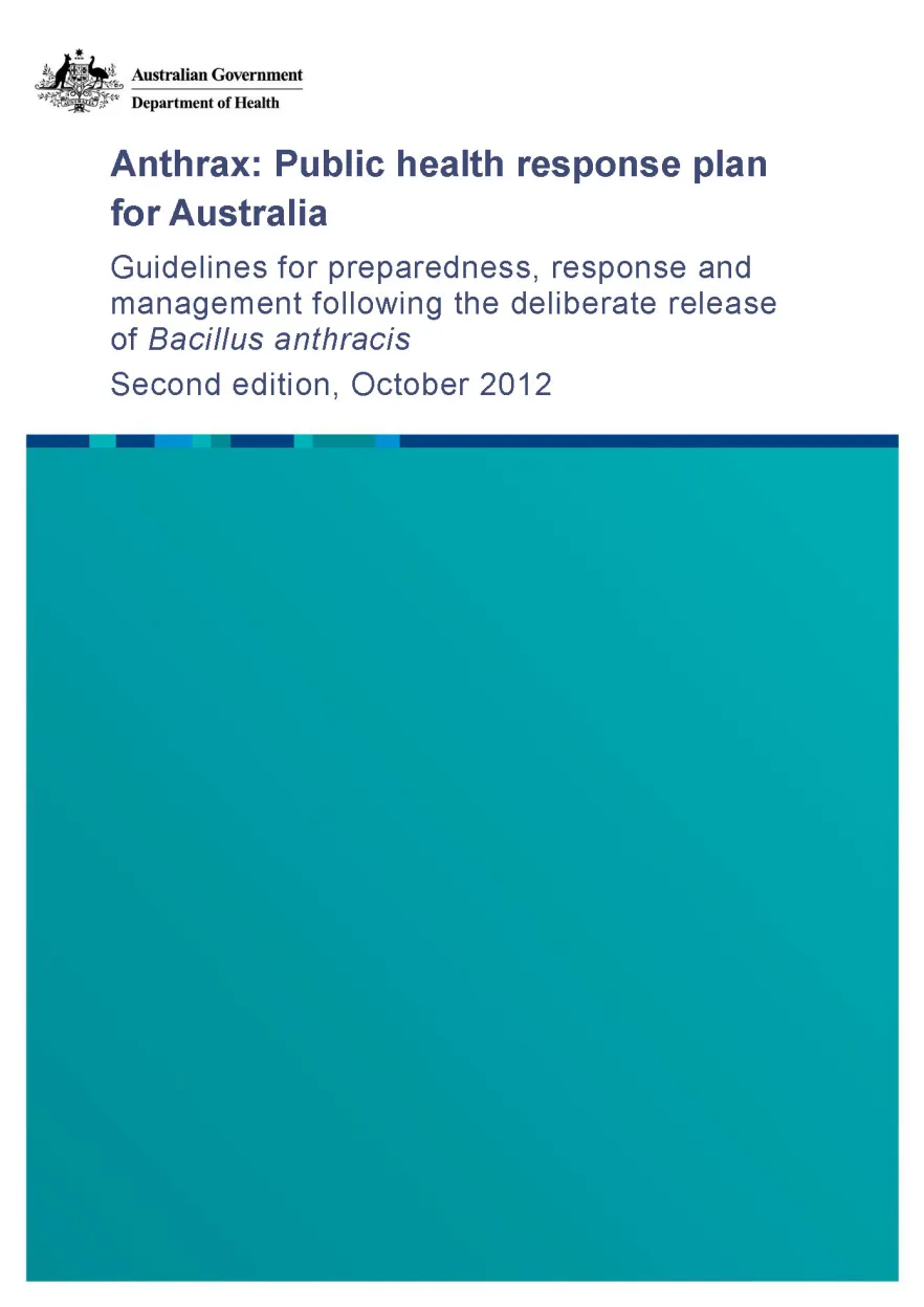 Anthrax: Public health Response Plan for Australia