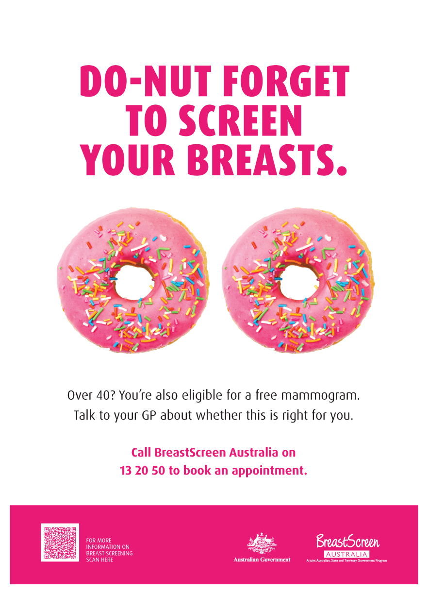 Poster – Do-nut forget to screen (BreastScreen Australia)