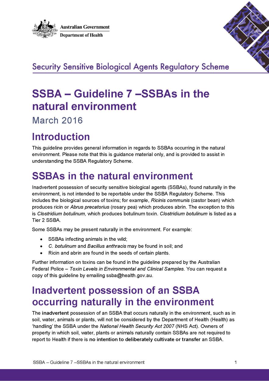 SSBA – Guideline 7 – SSBAs in the natural environment