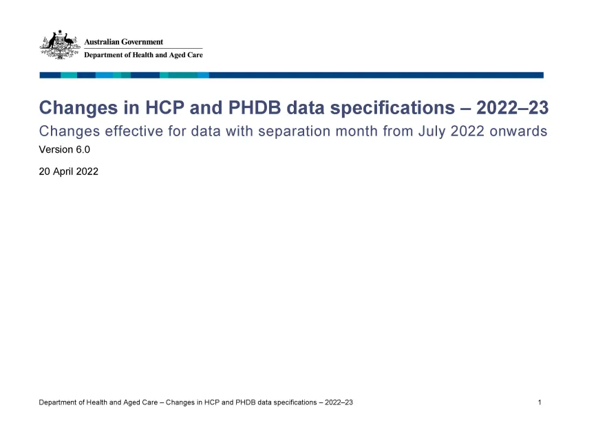 Changes in HCP and PHDB data specifications – 2022–23