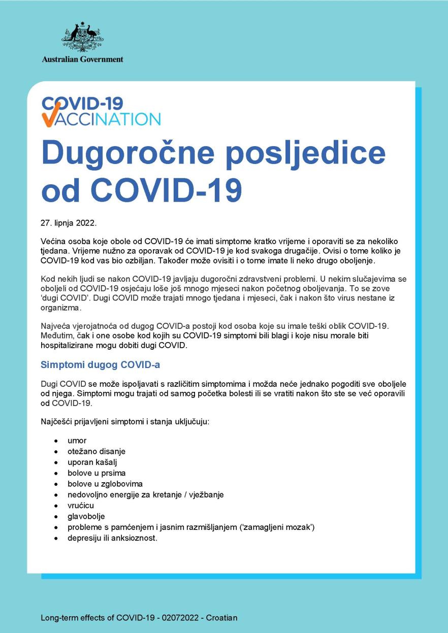 Dugoročne posljedice od COVID-19