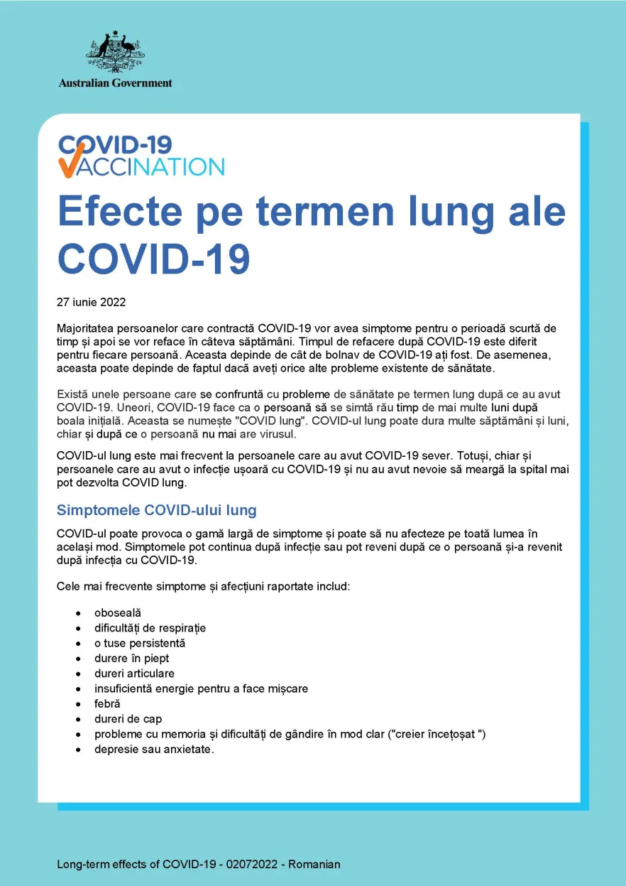 Efecte pe termen lung ale COVID-19