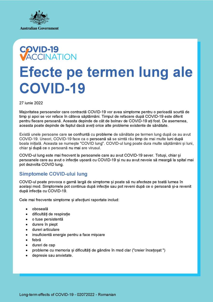 Efecte pe termen lung ale COVID-19