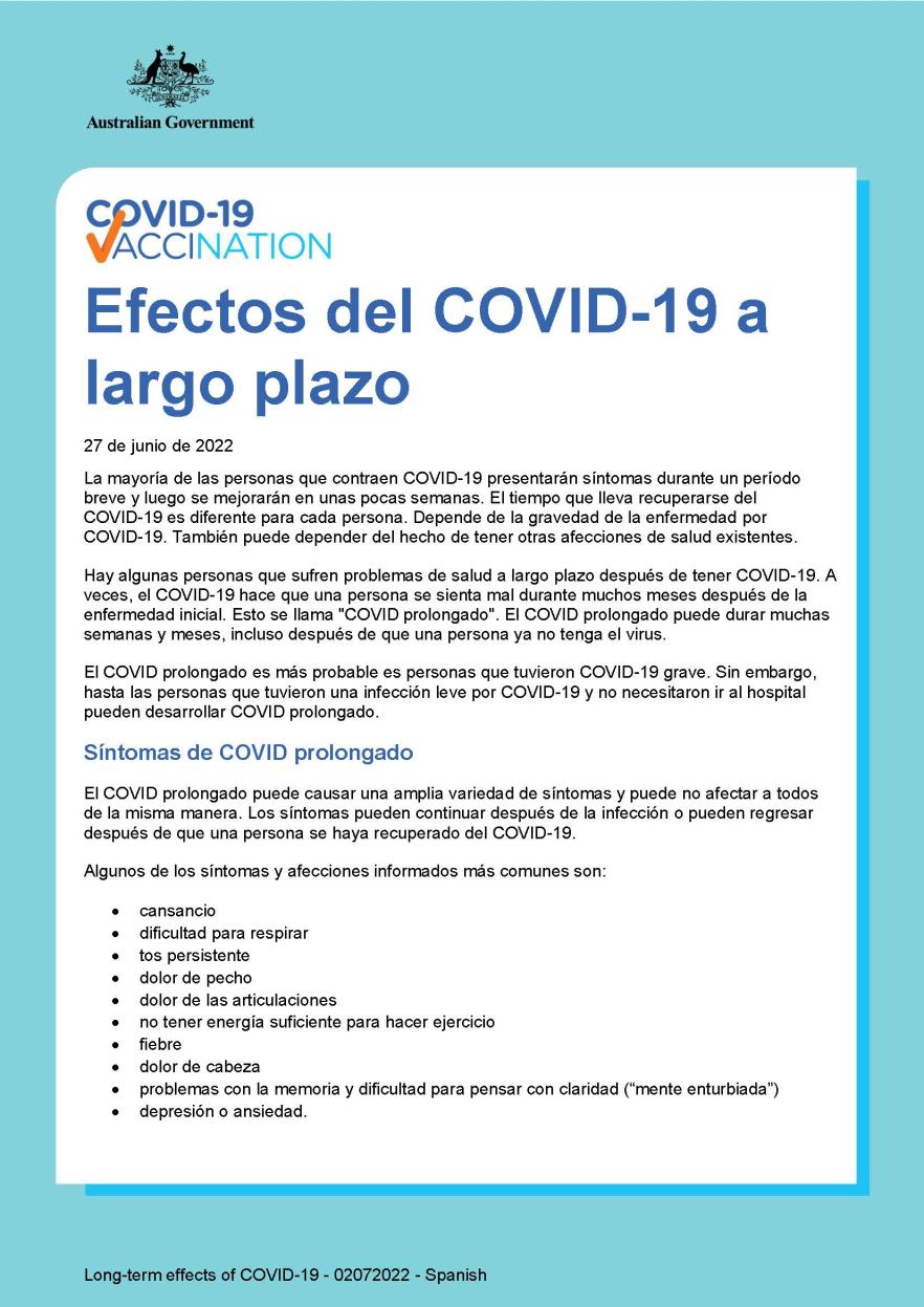 Efectos del COVID-19 a largo plazo