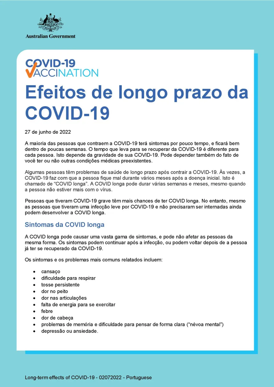 Efeitos de longo prazo da COVID-19